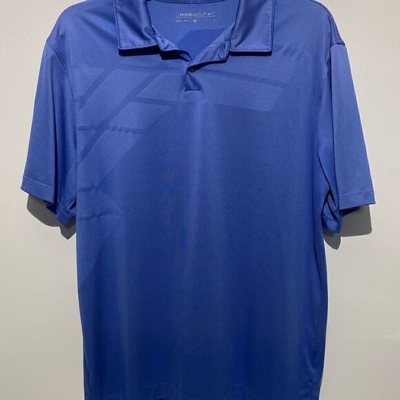 Nike Golf Men's Dri-Fit Short Sleeve Geometric Print Blue Polo Shirt Size M - Picture 3 of 10